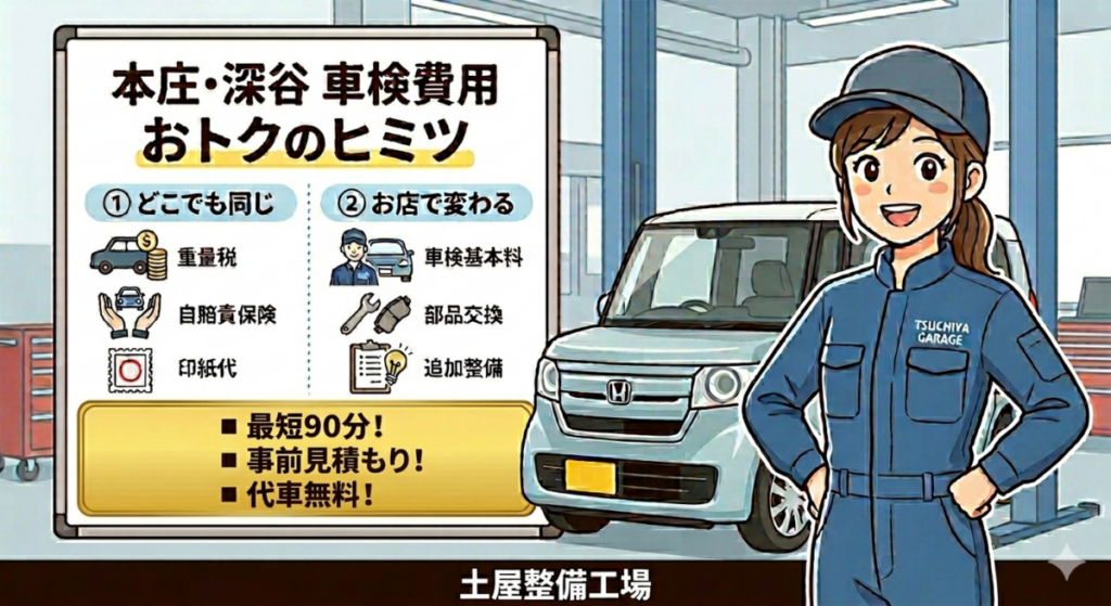 本庄・深谷で車検を安く済ませるには?費用の内訳と土屋整備工場が選ばれる理由