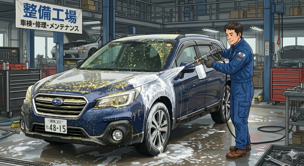 花粉洗車イラスト