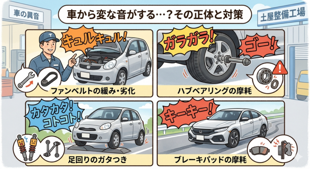「車から変な音がする…」その正体は?異音の種類・原因とプロが教える対処法
