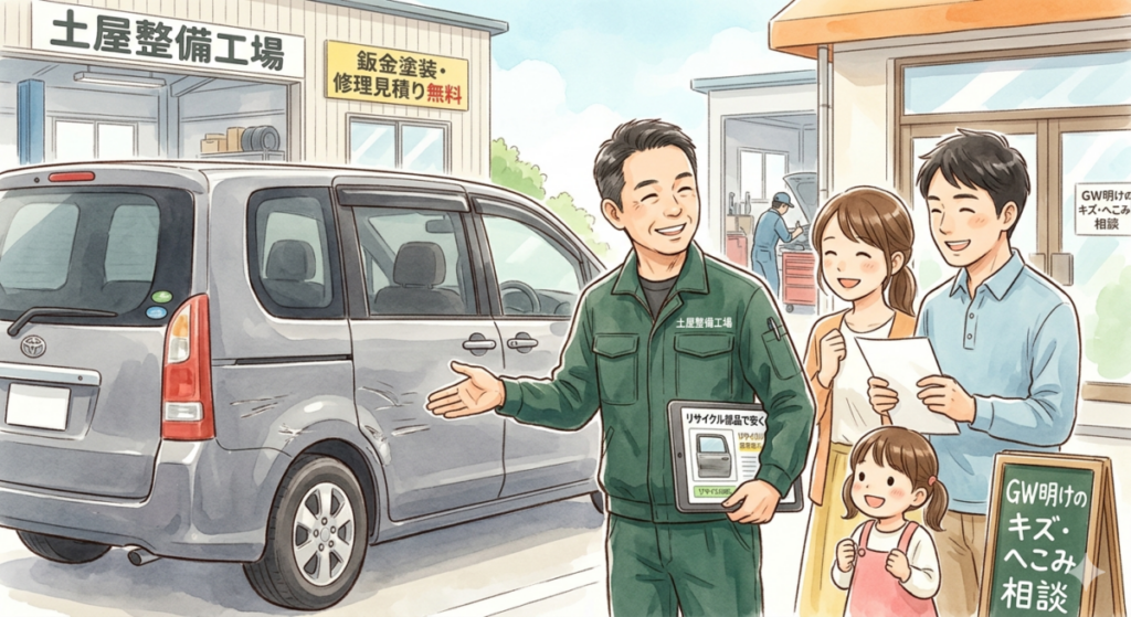 GWに車を擦った…本庄市・深谷市で「安くて綺麗」に直せる鈑金修理