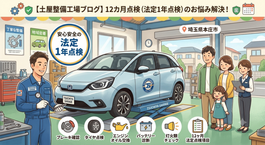 【本庄・深谷】12ヶ月点検（法定1年点検）は受けないとどうなる？車検との違いやメリットを街の整備工場が解説！