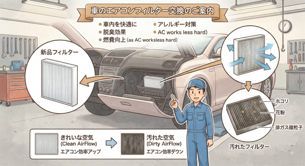 初心者必見!車のエアコンフィルター交換の時期・目安と、嫌なニオイを解消するコツ